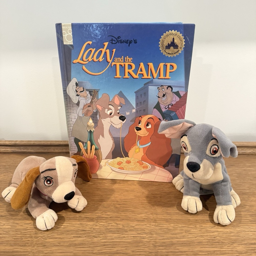 Disney Lady and the Tramp Book with Plush Bean Bag Vintage Retro 80s/90s